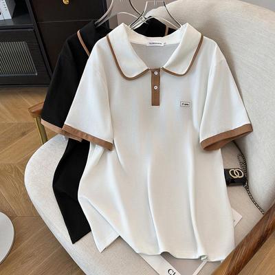 Plus Size Women's Summer Lapel Top Slimming Short Sleeve T-Shirt Cardigan