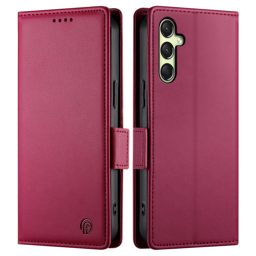 DF-010 Для Samsung Galaxy A26 5G Чехол-подставка PU кожаный кошелек Чехол для телефона Wine Red