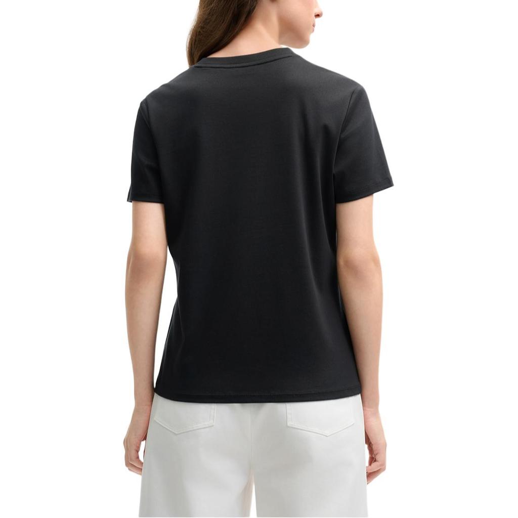 Fila Lifestyle Heritage Series Casual Comfortable Simple Knit Short Sleeve Shirt Women Tops Black F11W528110FBK