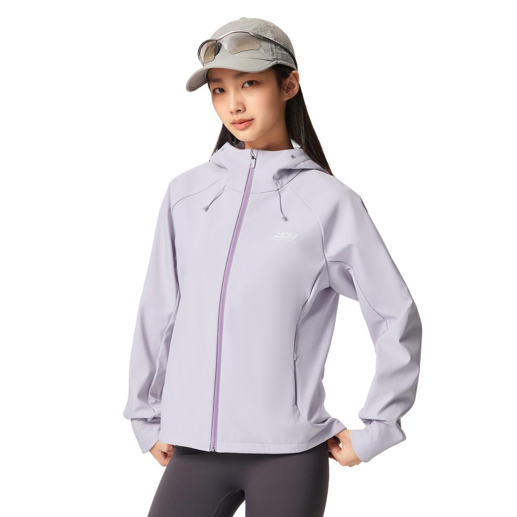 Li Ning Running Series Windproof Water-Repellent Hooded Softshell Jacket Women Jackets Sea-Salt-Purple AFDVG72-2