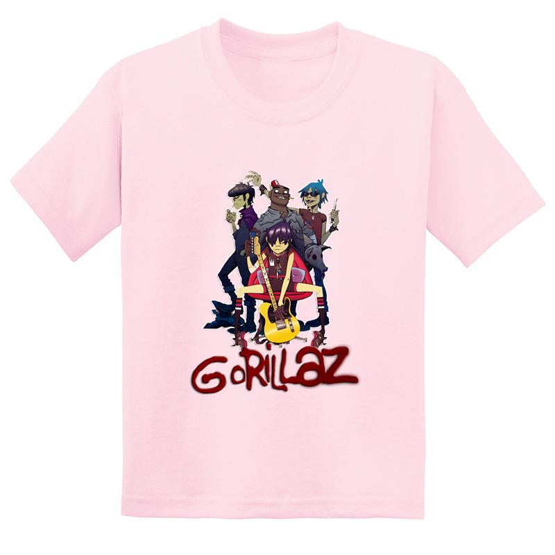 Hot-selling Gorillaz Rock Band Printed Summer Fashionable Pure   Short-sleeved T-shirt for Boys and Girls