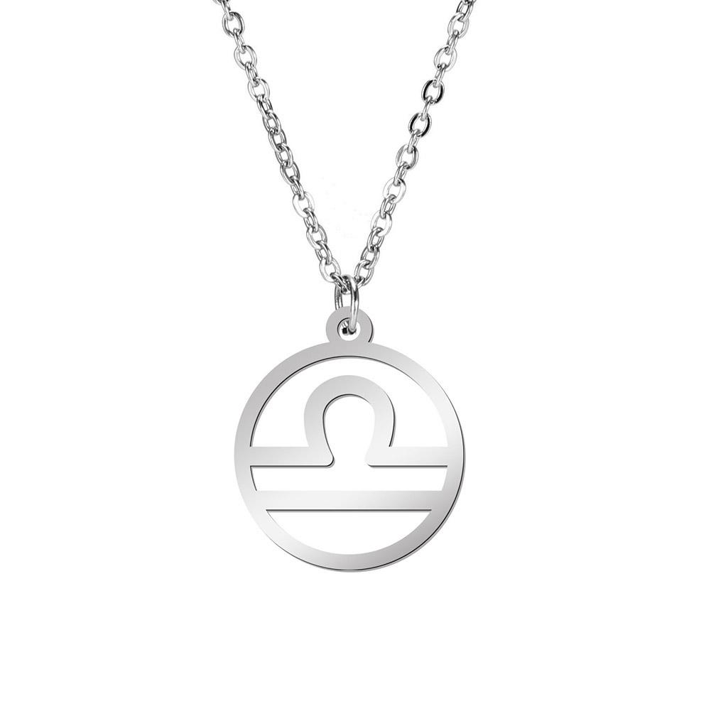 Lemegeton Zodiac Women's Necklace 12 Constellations Stainless Steel Pendant Choke Astrology Aries Leo Ring Jewelry Birthday Gift
