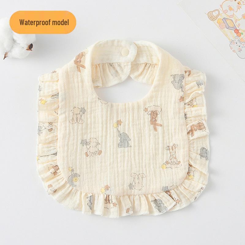 Ruffle Lace Waterproof Cotton Baby Bib (Seven-Layer Gauze)