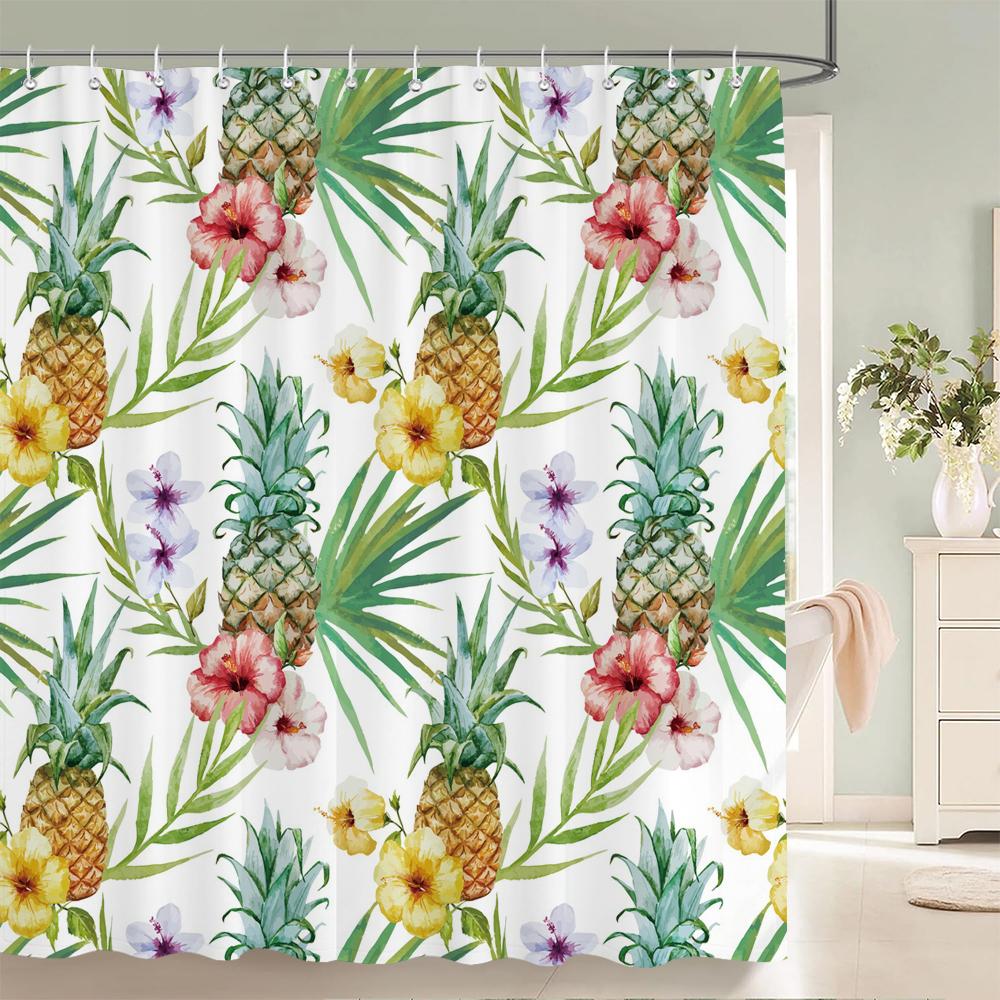 Modern Frischfrucht Zitrone Duschvorhang Wasserdichter Stoff Duschvorhang mit 12 Haken Badewannenvorhang für Badezimmer Heimdekoration