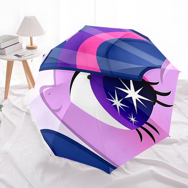 

Twilight Sparkle s Starry Eye Auto Folding Umbrella: Portable 3 Fold Design with Iron Frame, Perfect for Fans and Outdoor Adventures!0104040