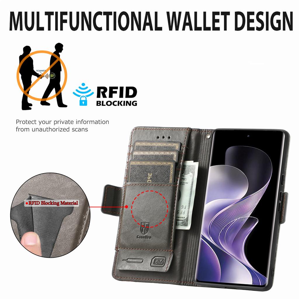 For Xiaomi Redmi Note 14 Pro 5G/Poco X7 5G Phone Cases CASENEO PU Leather Cover Stand with RFID Blocking Wallet