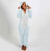 Women's Fashion Fleece-Lined Thickened Fleece Hooded Pyjamas With Zip-Up Onesie