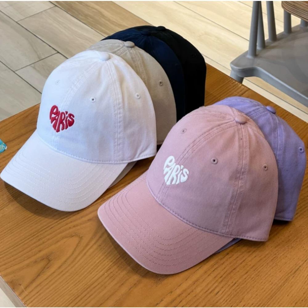 Paris Heart Embroidered Baseball Cap, Cotton Soft Top Adjustable Hat For Men Women Daily Outdoor Streetwear Fashion Headwear