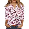 Women's T Shirt Print Button 3/4 Sleeve Daily Weekend Fashion Basic V- Neck Regular Top