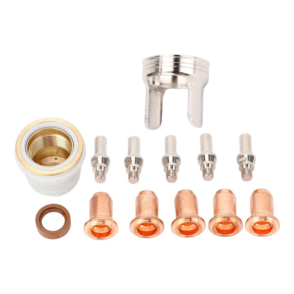 13 Pieces Plasma Cutter Consumables 1.0mm Electrodes Nozzles Swirl Ring Double Point Spacer for IPT‑60 PT‑60 IPT‑40 PT40