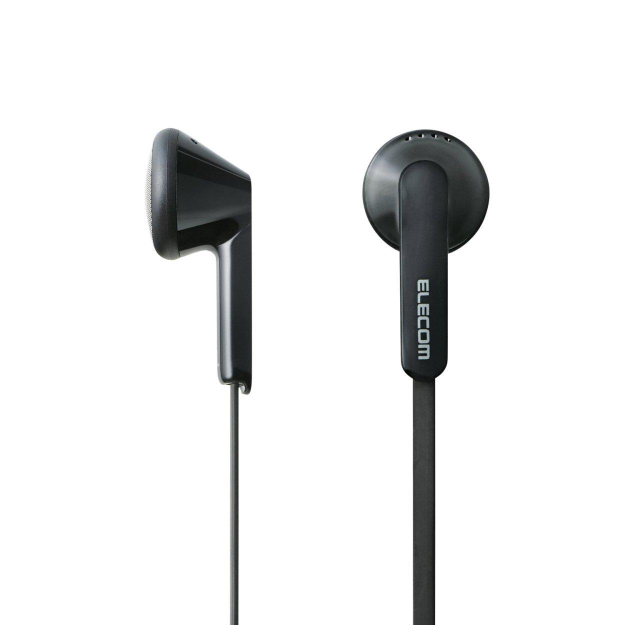 

ELECOM Stereo Earphones, In-Ear Type, Tangle-Resistant Flat Cord, Y-Shaped, 14.8mm Drivers, 1.2m, Black, EHP-I3510BK
