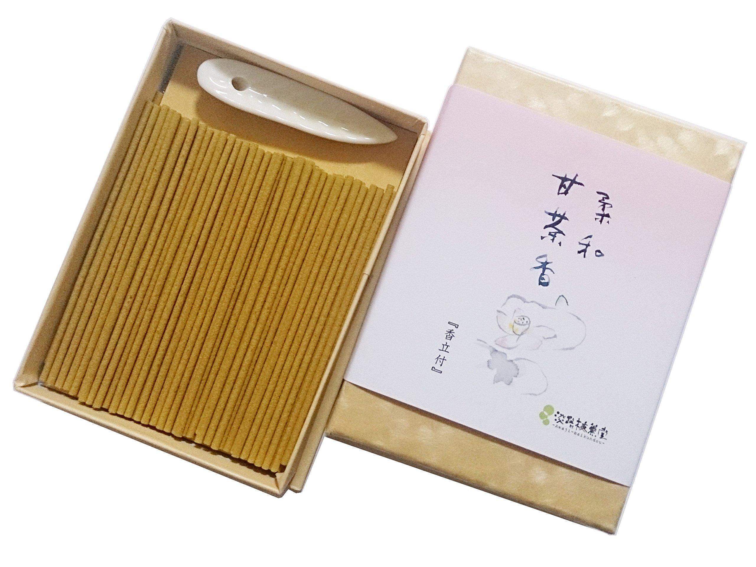 Awaji Baikundo Gentle Sweet Tea with Incense Holder Purifying Incense Incense, Incense, 15g, (Sandalwood, Frankincense, #69)