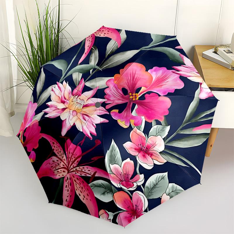 

1pc Floral Pattern Open/Close Folding Umbrella, All- Portable Umbrella for & Men, Stylish Accessory (Holiday Gift) 8-Rib yy251213188