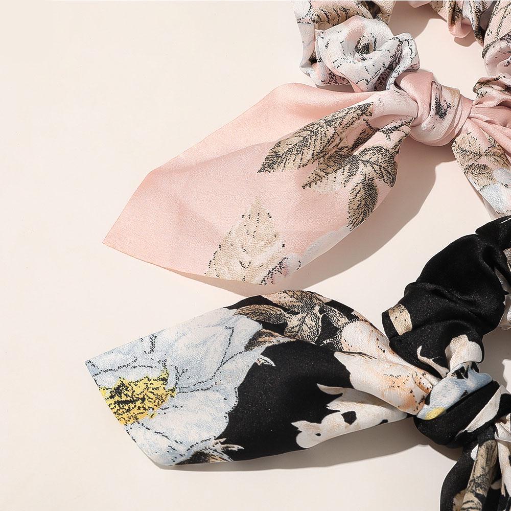 Girls Fashion Bow Hair bands Print Flower Rabbit Ear Scrunchies Ponytail Hold Hair rope Hair Tie