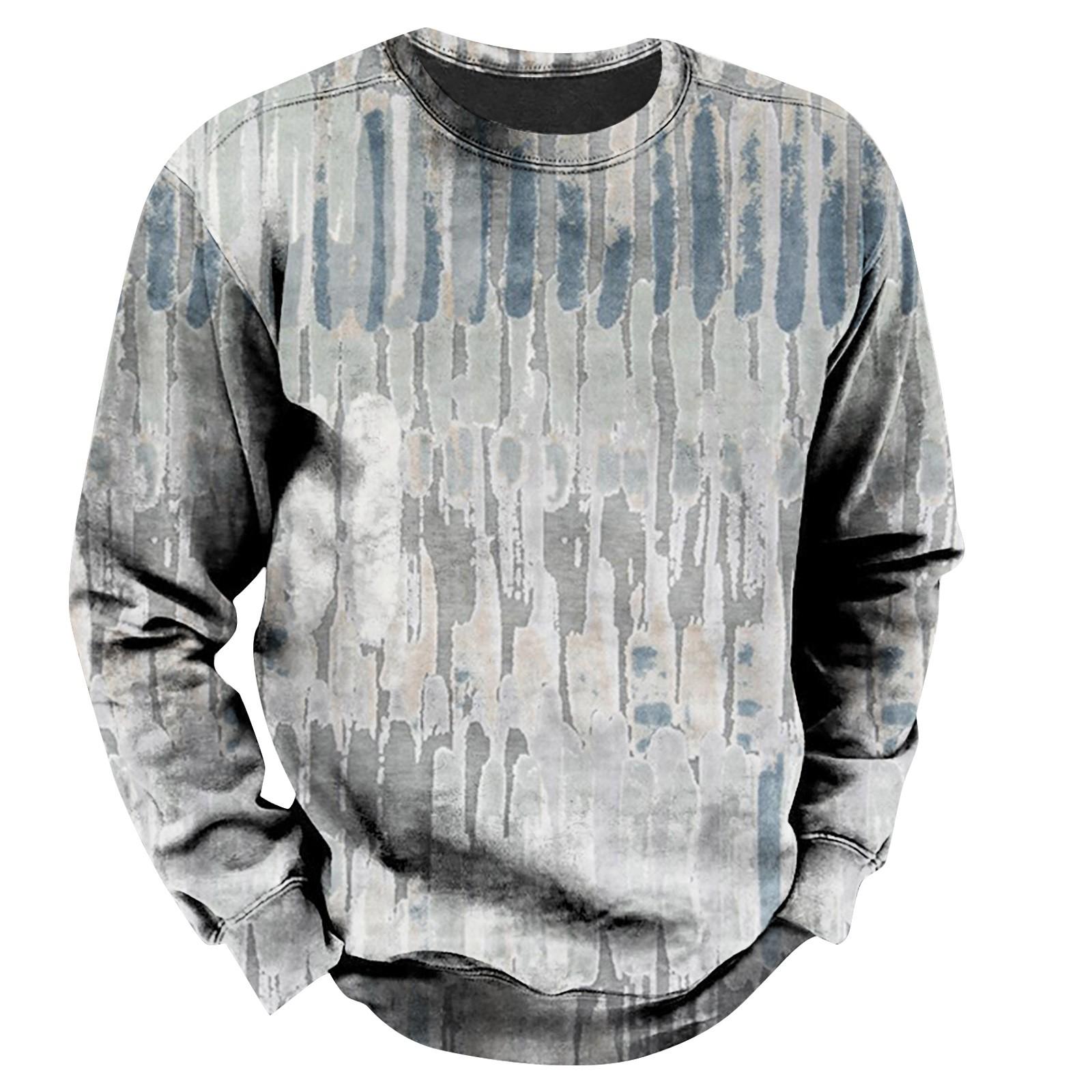 

Чоловічий світшот з етнічним принтом і довгими рукавами L Темно-синій