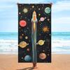 Estetyczny Ręcznik Plażowy z Planetami Kosmicznymi, Bardzo Duży Ręcznik Kąpielowy z Mikrofibry, Artystyczny XL Prezent na Wakacje
