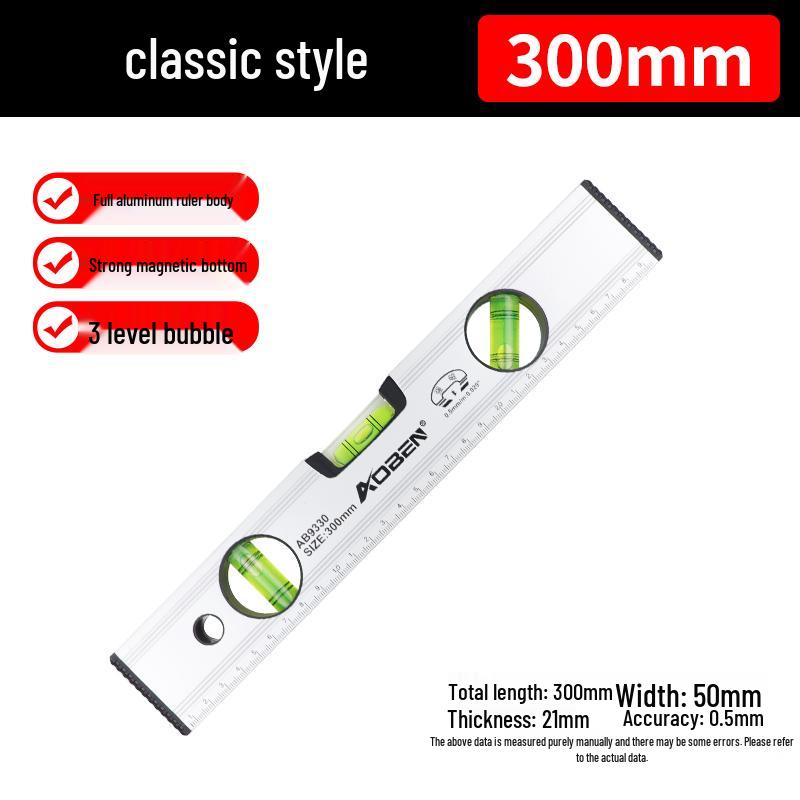High Precision Mini Spirit Level with Strong Magnet, Multifunctional Aluminum Alloy Ruler