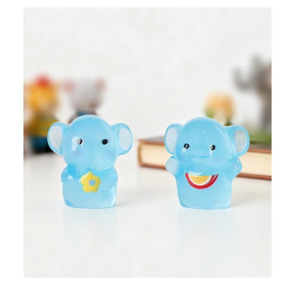 10 Pcs Glow-in-the-dark Cute Baby Elephant Resin Desktop Decorations Ornaments Diy Handmade Hairpin Keychain Accessories Toys