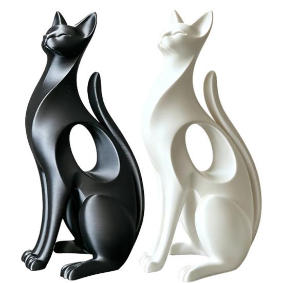 3D Printed Cat Figurine, Modern Geometric Cat Sculpture, Minimalist Art Decor for Entryway Desk Shelf, Cat Lover Home Gift
