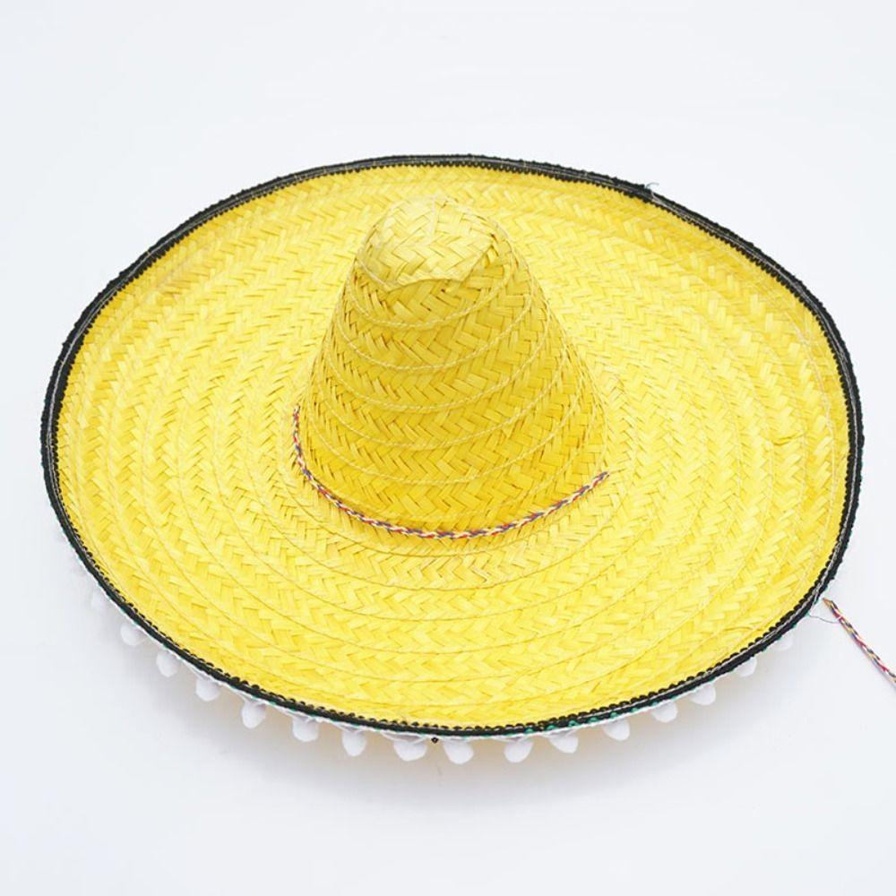 Natural Straw Mexican Party Hat Wide Brim Carnival Sombrero Summer Mexican Straw Hats Party Decor
