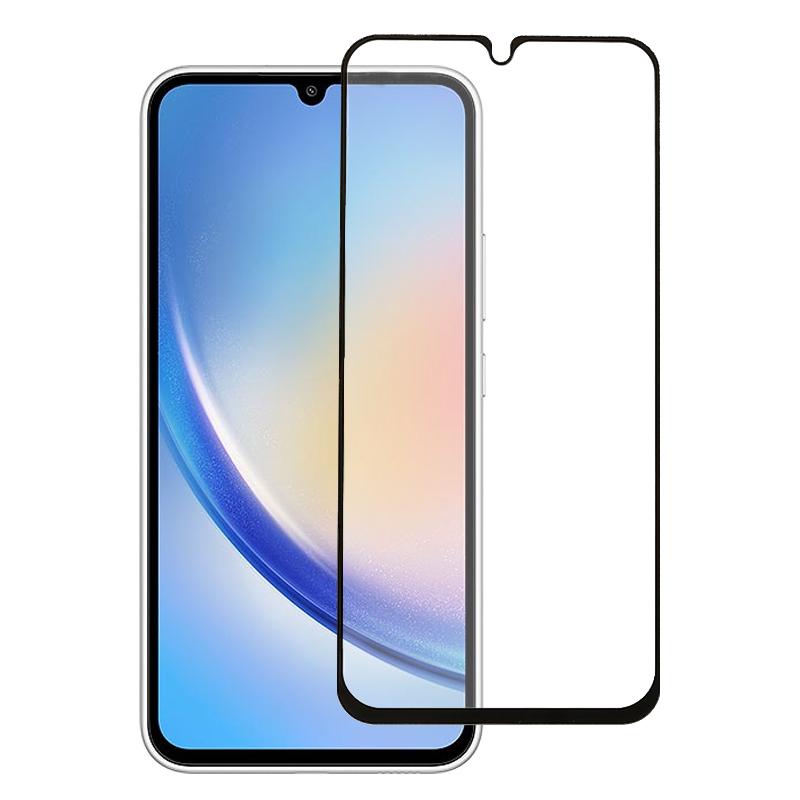 

For Samsung Galaxy A34 5G Purple Light Full Screen Protector Black Edge Silk Printing Full Glue Tempered Glass Film Type A