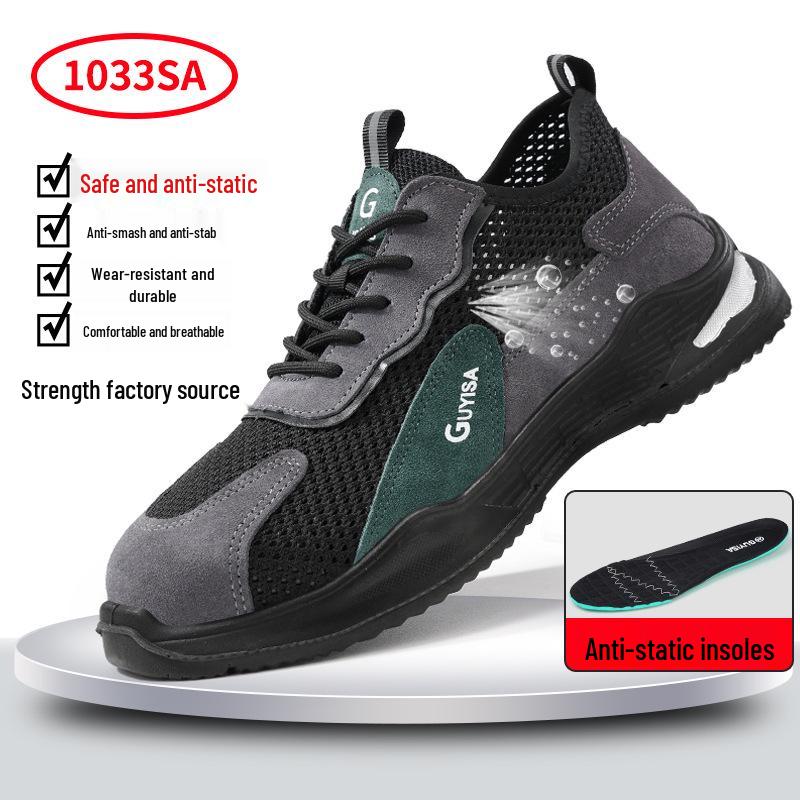 Four Seasons Fly-Knit Protective Work Shoes: Anti-Smashing, Anti-Piercing, and Anti-Static.