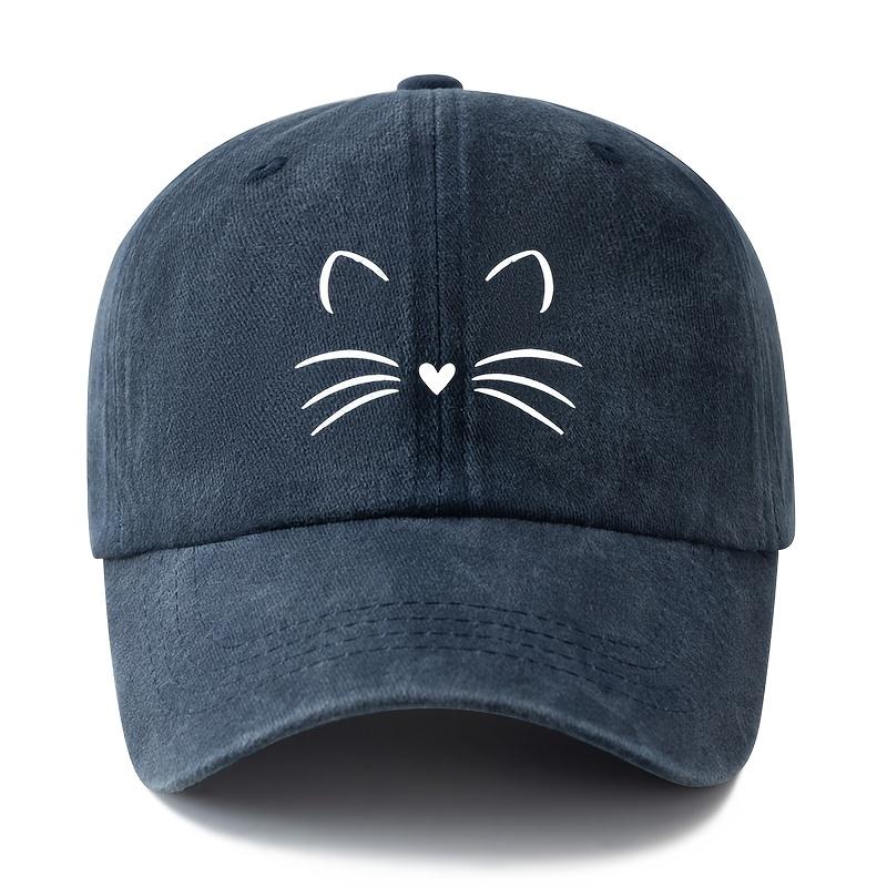 Unisex Fashionable and Versatile Printed Cute Cat Whiskers Baseball Cap Outdoor Lightweight Trucker Baseball Cap