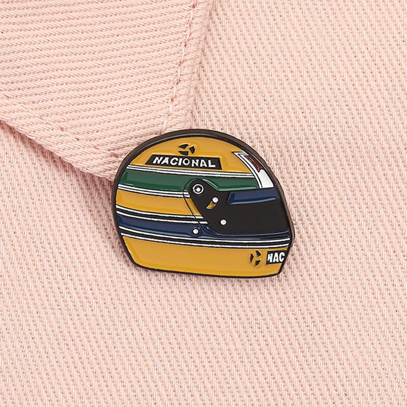 Smaltovaný odznak závodní helmy Arytona Senny Brož pro fanoušky Formule 1 Odznak na klopu Batoh Módní šperk Dárek pro přátele