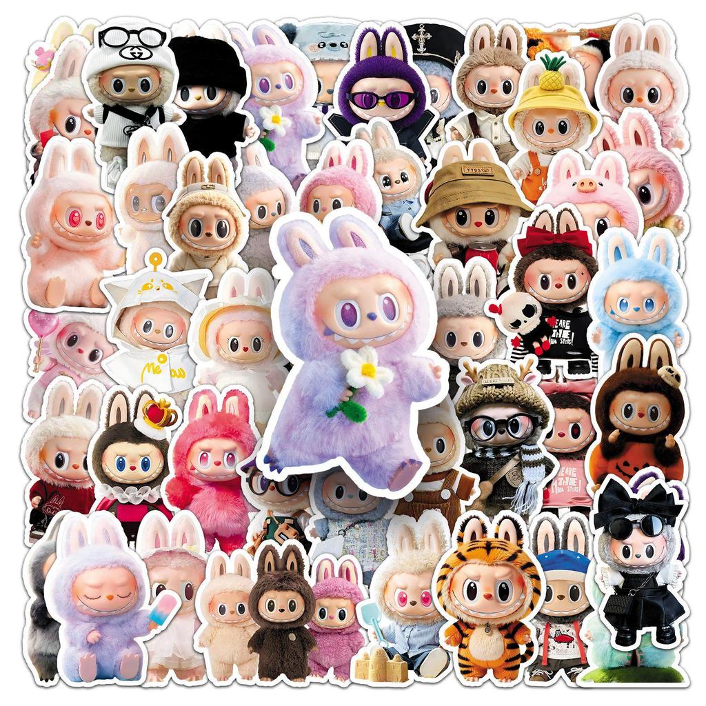 50 Sheets of 3D Labubu Doll Stickers: Cute, Waterproof Decoration for Cups & Journals