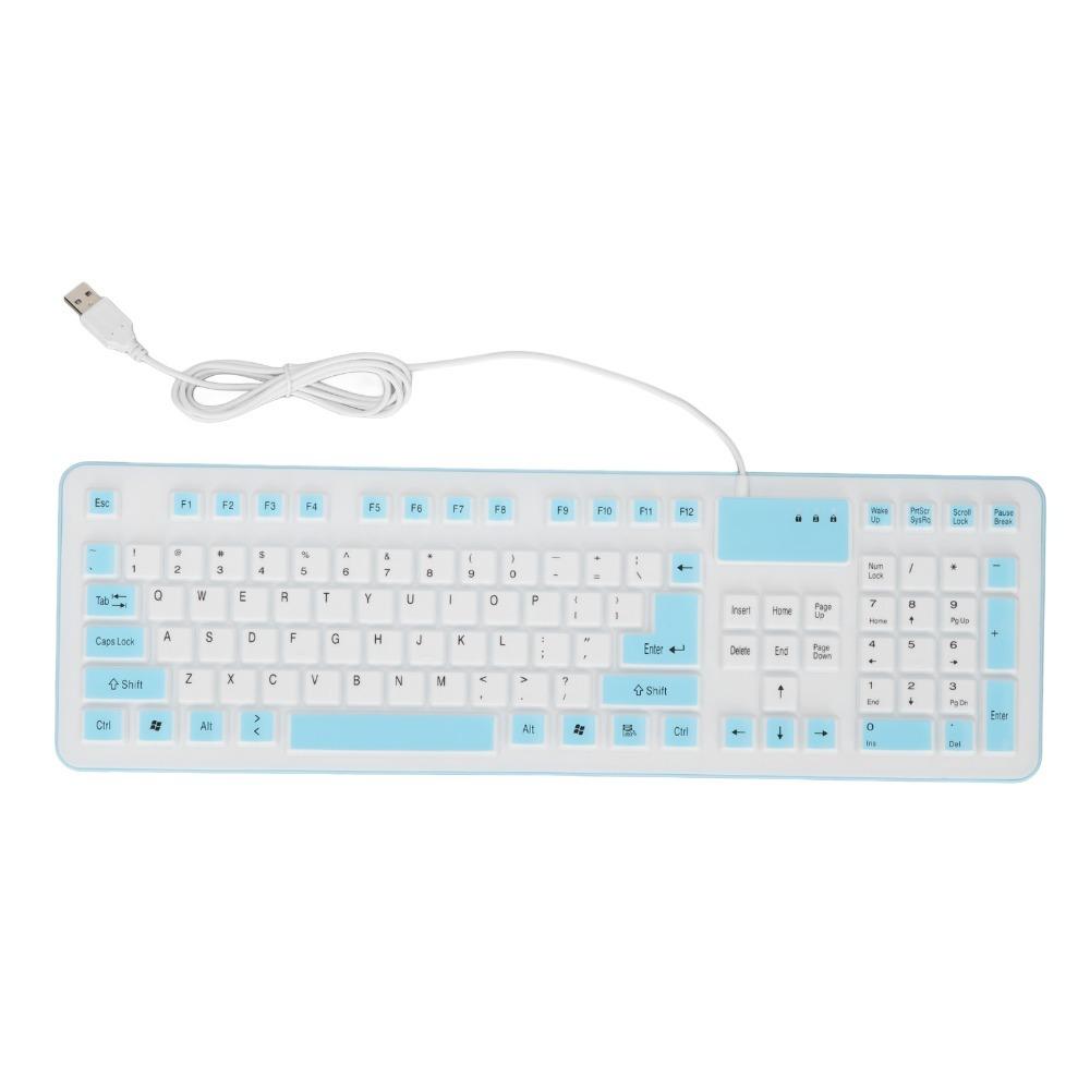 Waterproof USB Wired Keyboard 106 Keys Silent Keyboard Portable Silicone Keyboard  Laptop Notebook