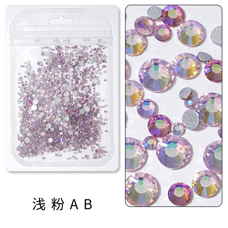 1440 buc, Un pachet întreg de manichiuri colorate, Diamante cu fund plat, Burghie din sticlă de cristal nu pot cădea de pe fund, Bijuterii cu diamante rotunde cu dimensiuni mixte.