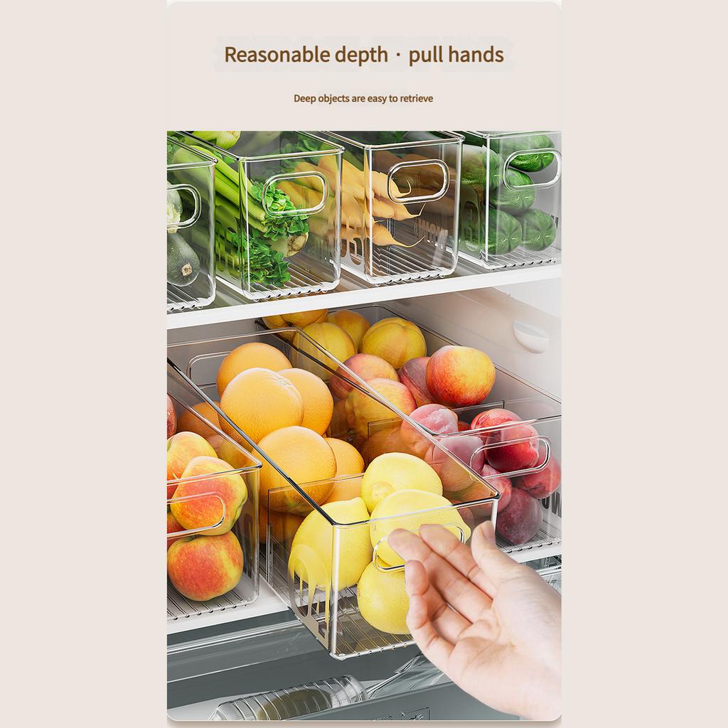 Food Grade Storage Container for Refrigerator Organization Transparent Stackable Kitchen Fridge Storage Bin