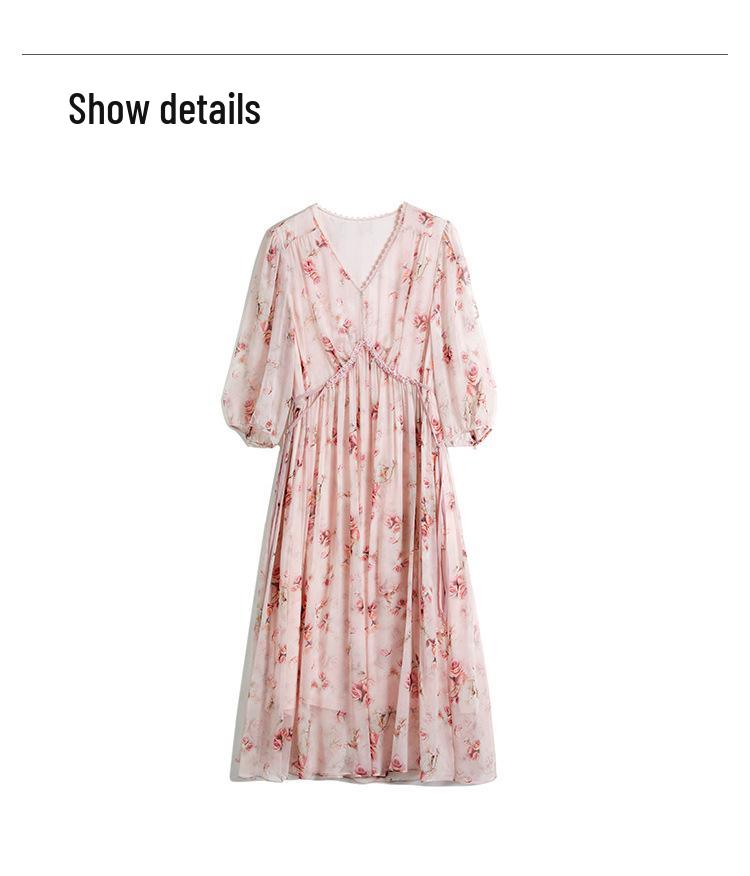 2025 Summer Pink Mulberry Silk Fairy Dress – Elegant, 100% Real Silk for a Youthful Look