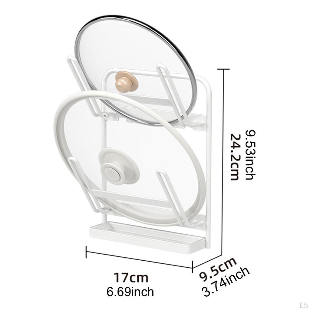 Glass or Metal Pan Cover Holder Carbon Steel Pot Lid Storage Rack for
