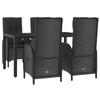 VidaXL Garden Dining Set Cushions 5pcs Black Wicker, Dining Set, Dining Set 3185055