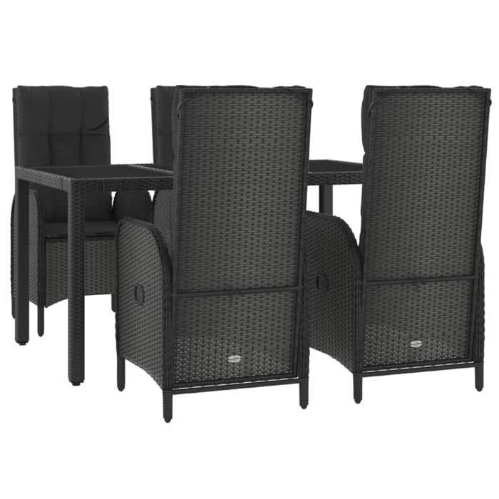 VidaXL Garden Dining Set Cushions 5pcs Black Wicker, Dining Set, Dining Set 3185055