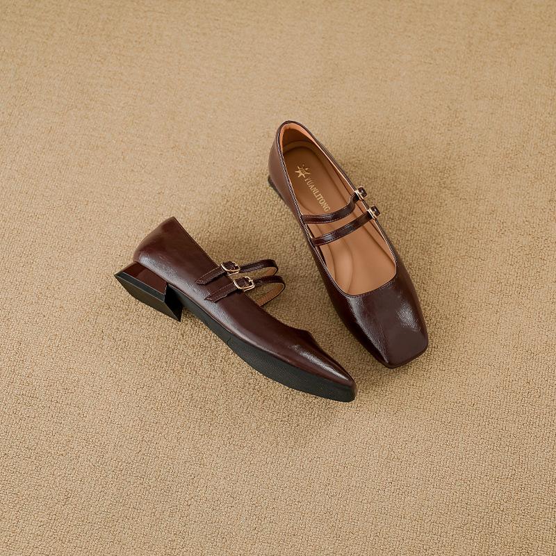 2025 single shoes women's fashion Chengdu style thick heel Mary Jane shoes women's double row with high heels soft sole is not tired