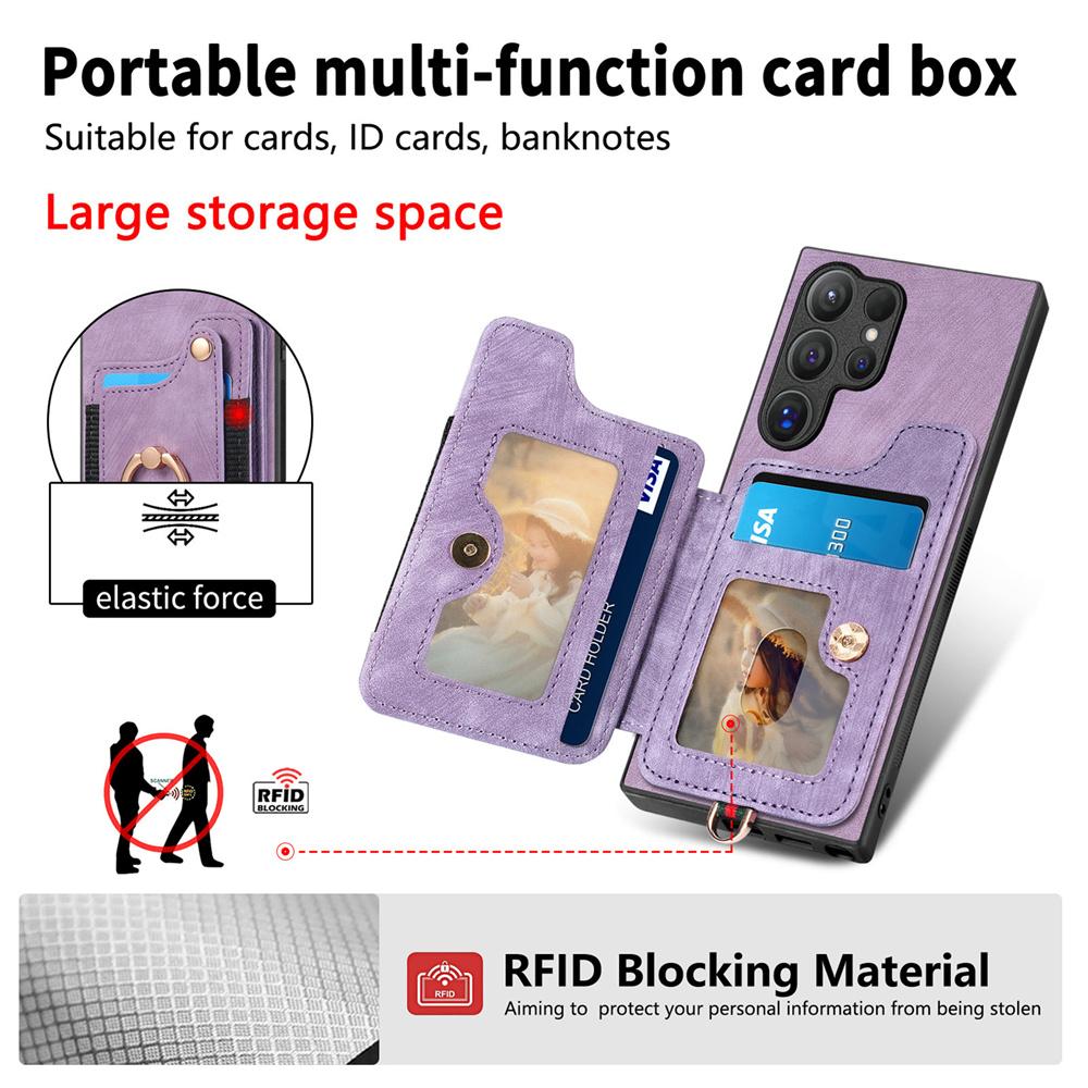 Wrist Strap Phone Case for Samsung Galaxy S24 S23 FE S25 S22 Ultra Plus A16 A06 A36 A56 A55 Ring Bracket Wallet Card Slot Cover