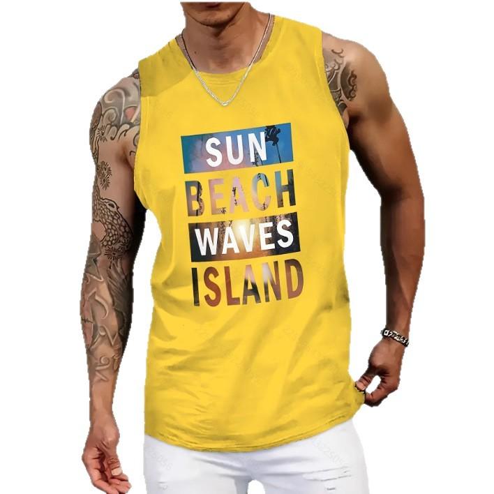 New Fashion Casual Versatile High-quality Graffiti Style Men's Round Neck Vest Outdoor Sports Fitness Comfortable Breathable Vest