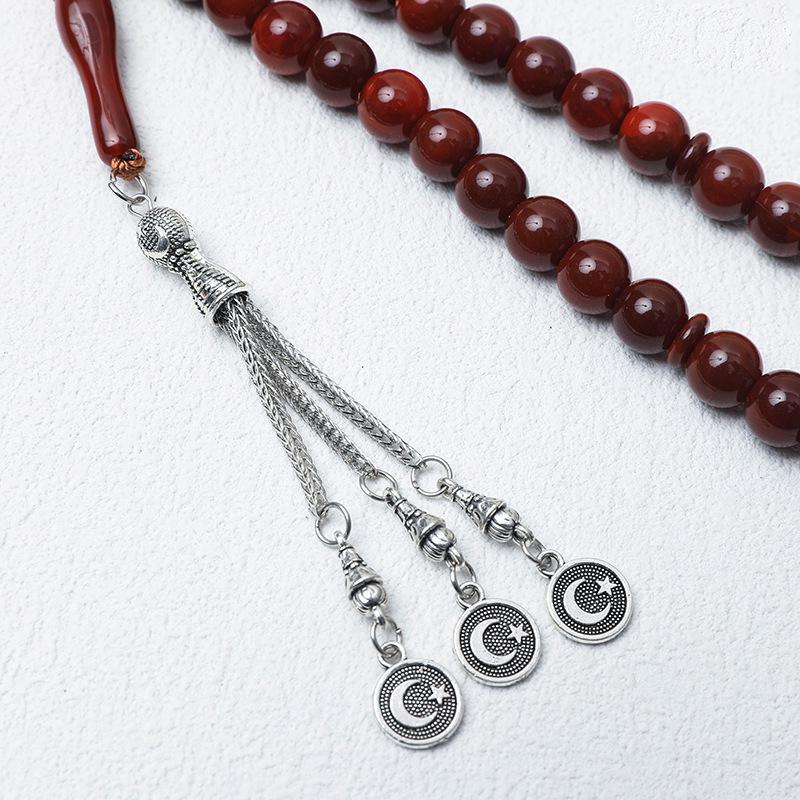 Unisex 33-Bead 10mm Tasbih: Middle Eastern Muslim Prayer Beads