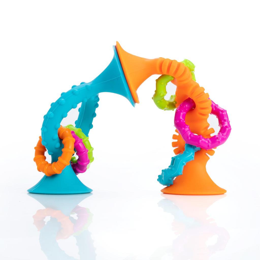 Fat Brain Toys Baby Spielzeug Pip Squigs Loops Orange mit Saugnapf Authentisch FA165-1