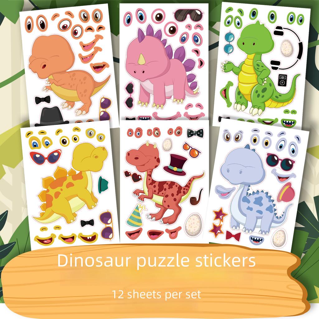 Puzzle Whimsical Dinosaur Kit With Adhesive Stickers For Kids Fun Interactive