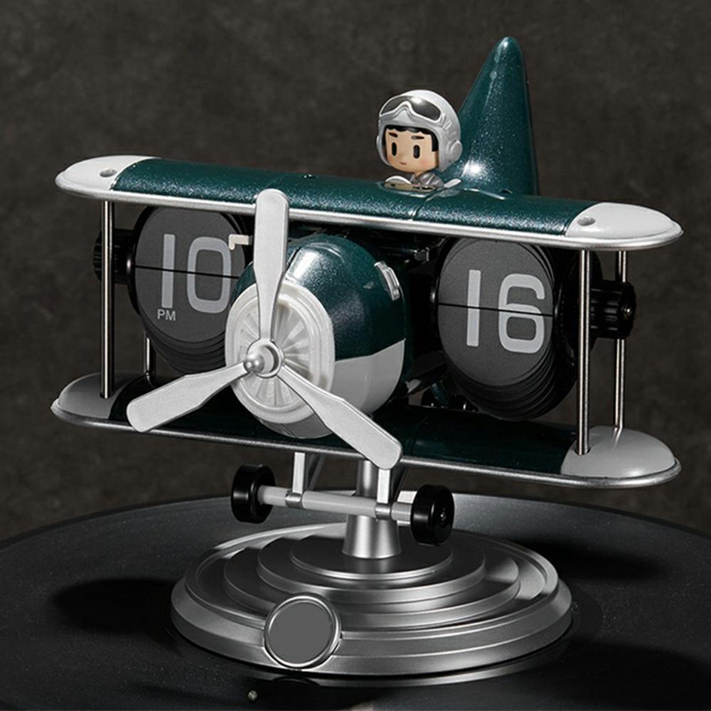 

Перекидний годинник Time Flyer Настільний Автоматичний Механічний Годинник Декоративний Настільний Годинник у Формі Літака Green