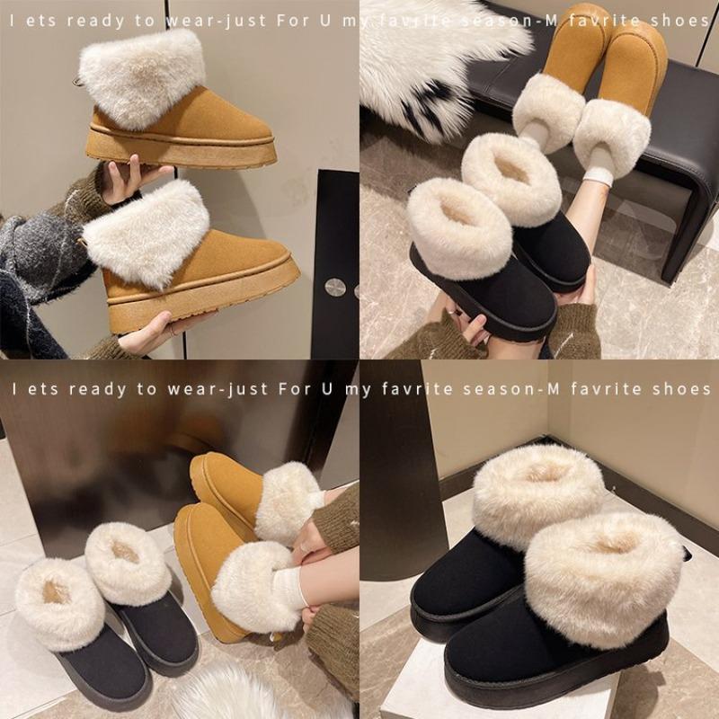 Mao Mao snow boots women's winter new thick-soled short tube thickened one pedal lazy light cotton shoes