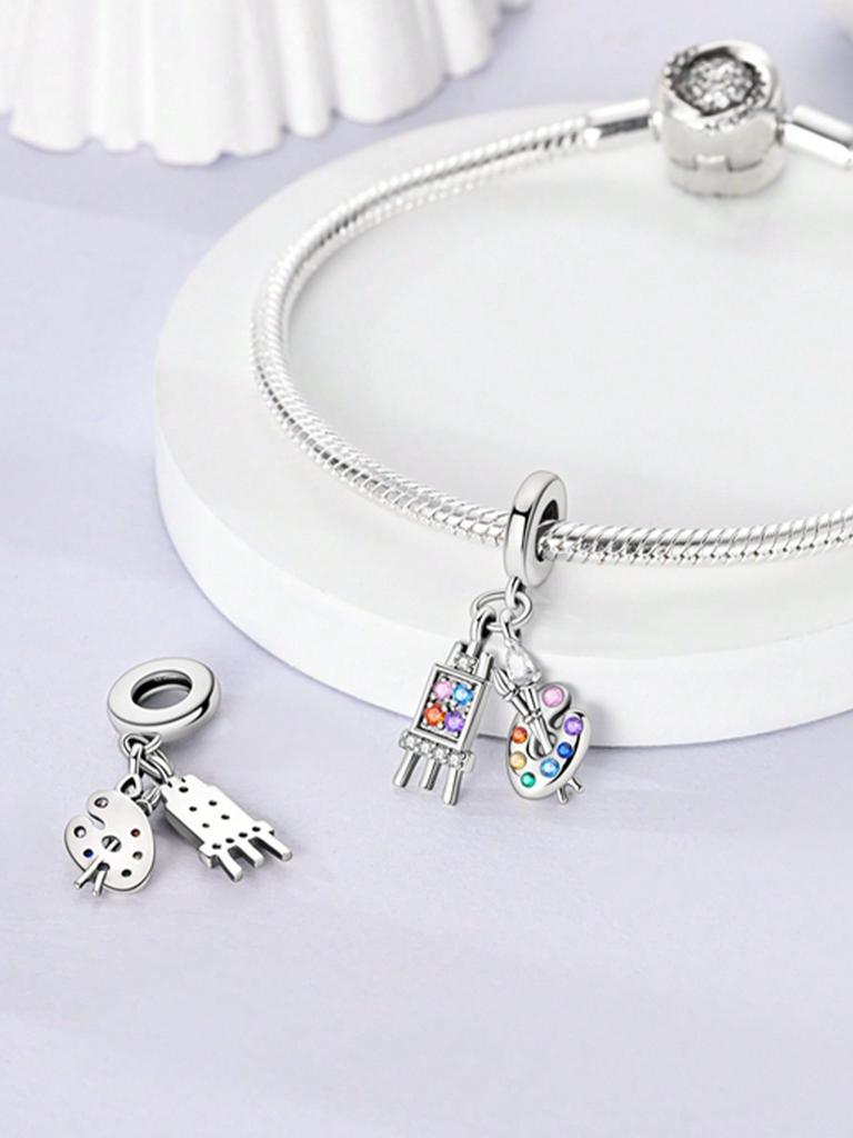 Charms Plata Art Festival Painting Boardbeads Charm Copper Plated Fit Charms Original Bracelet For Jewelry Making Diy Charm