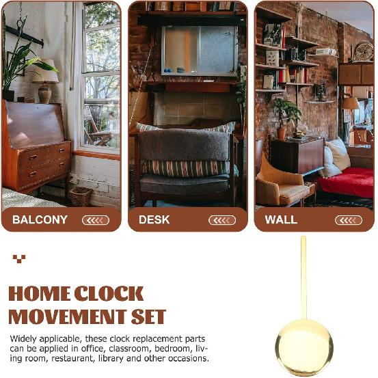 Metal Pendulum, High Gloss Gold, Quartz Wall Clock Accessory, DIY Repair Part, Pendulum Clock Replacement, 0.31in X 5.89in X 2.36in, Metal, Golden,