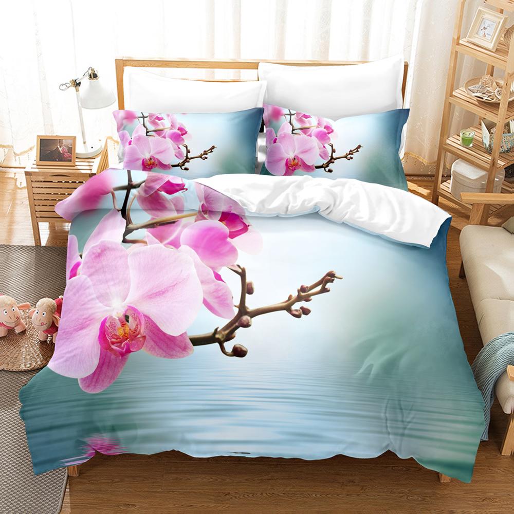 Floral Duvet Cover King Twin Queen Double Size Kit 3D Flower Printed Pillowcase  New Wholesale Elegant Bedspread