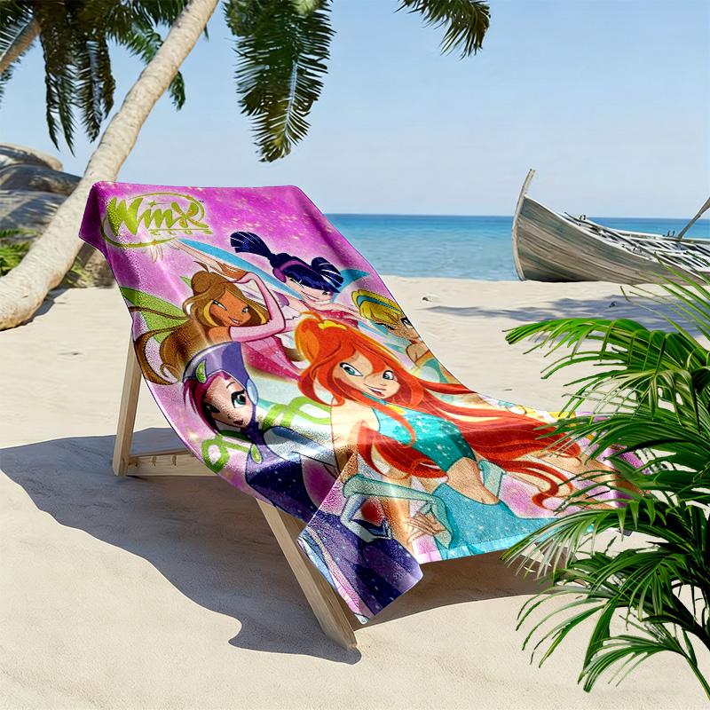 Winx Club Print Beach Towel, Large Soft Quick Dry Towel for Beach Camping Swimming