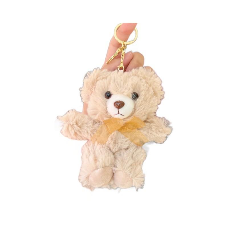 Cartoon Teddy Bear Plush Toy Bow Decoration Animal Doll Keychain Pendant Kid