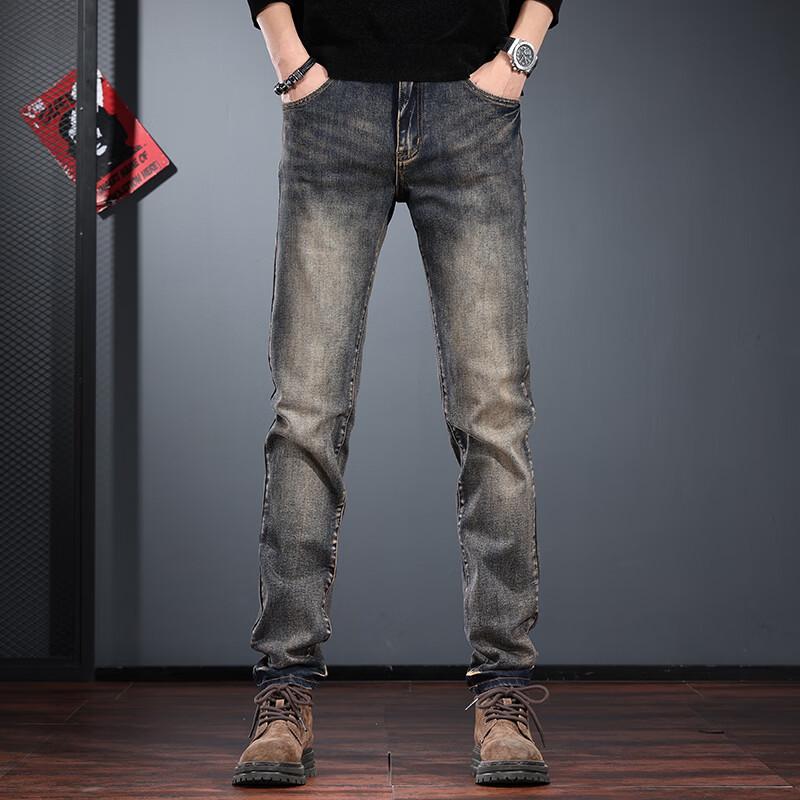 Jielaynuo Men s Slim-Fit Washed Tapered Jeans 30